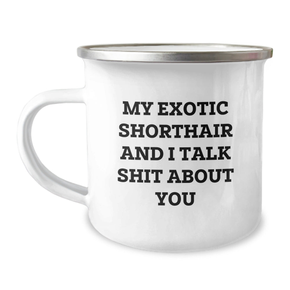 Exotic Shorthair Cat Lovers Gifts from Family, Camping Mug with Funny Quote, Unique Graduation Gifts - Image 1