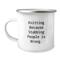 Load image into Gallery viewer, Knitting Enthusiasts&#39; Delight, Funny Camping Mug for Knitting Birthday Unique Gifts from Friends, Gifts for Knitting Lovers - Image 1
