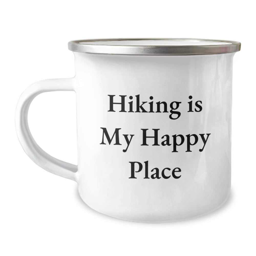 Hiking Gifts for Friends from Men, Funny Hiking Camping Mug for Him, Hiking Is My Happy Place Quote - Image 1