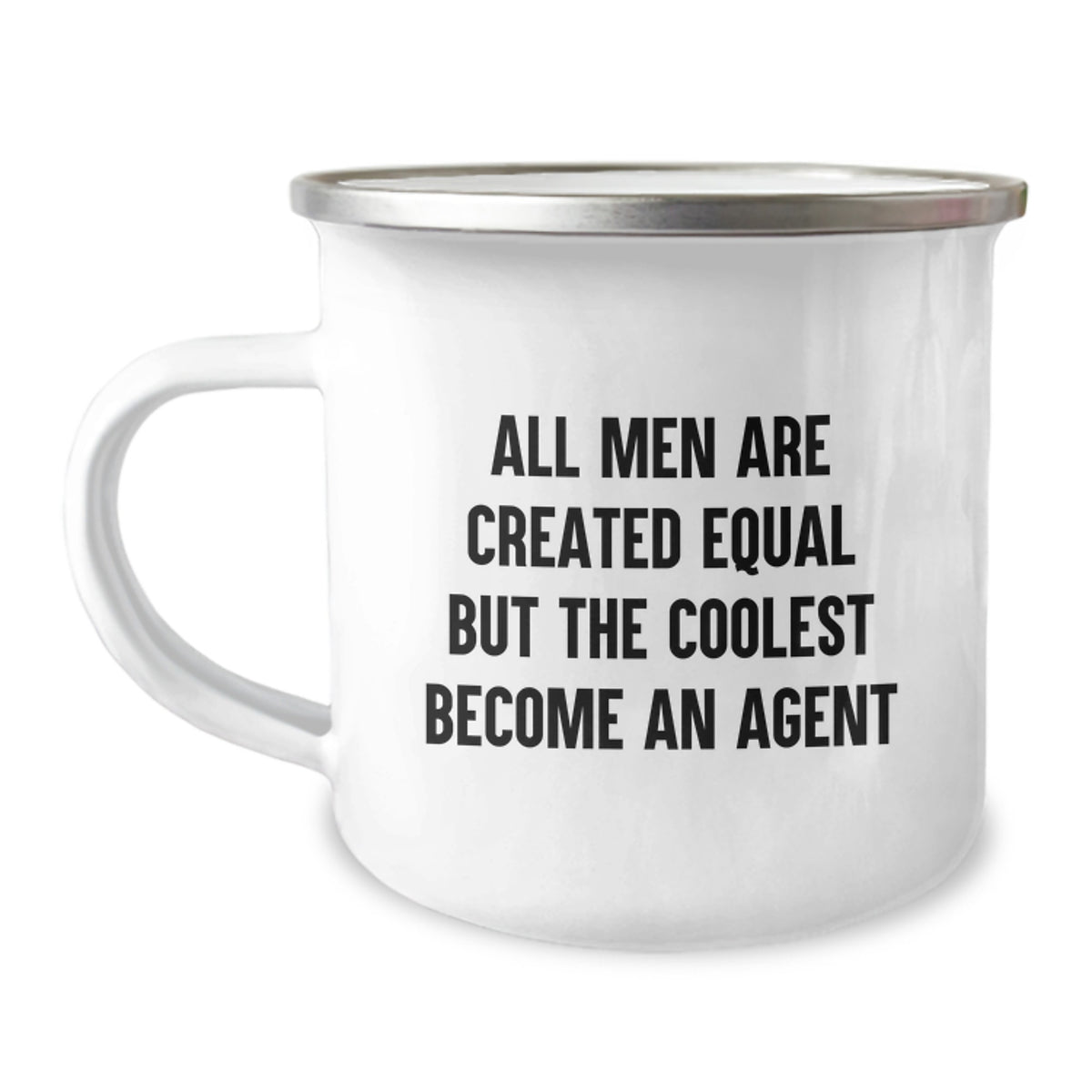 Agent Gift Ideas Funny Camping Mug, 'All Men Are Created Equal But The Coolest Become An Agent' - Gifts from Coworkers to Graduating Agents - Image 1