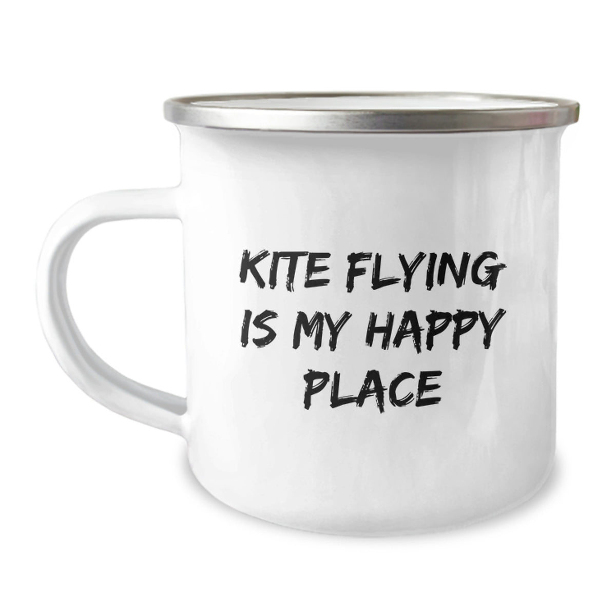 Kite Flying Enthusiasts' Delight, Funny Gifts for Kite Flying Lovers, Camping Mug for Graduation - 'Kite Flying Is My Happy Place' - Image 1