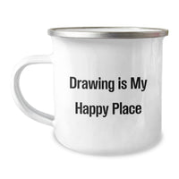 Load image into Gallery viewer, Funny Drawing Gifts from Friends to Family, &#39;Drawing Is My Happy Place&#39; Inspirational Camping Mug for Graduation - Image 1
