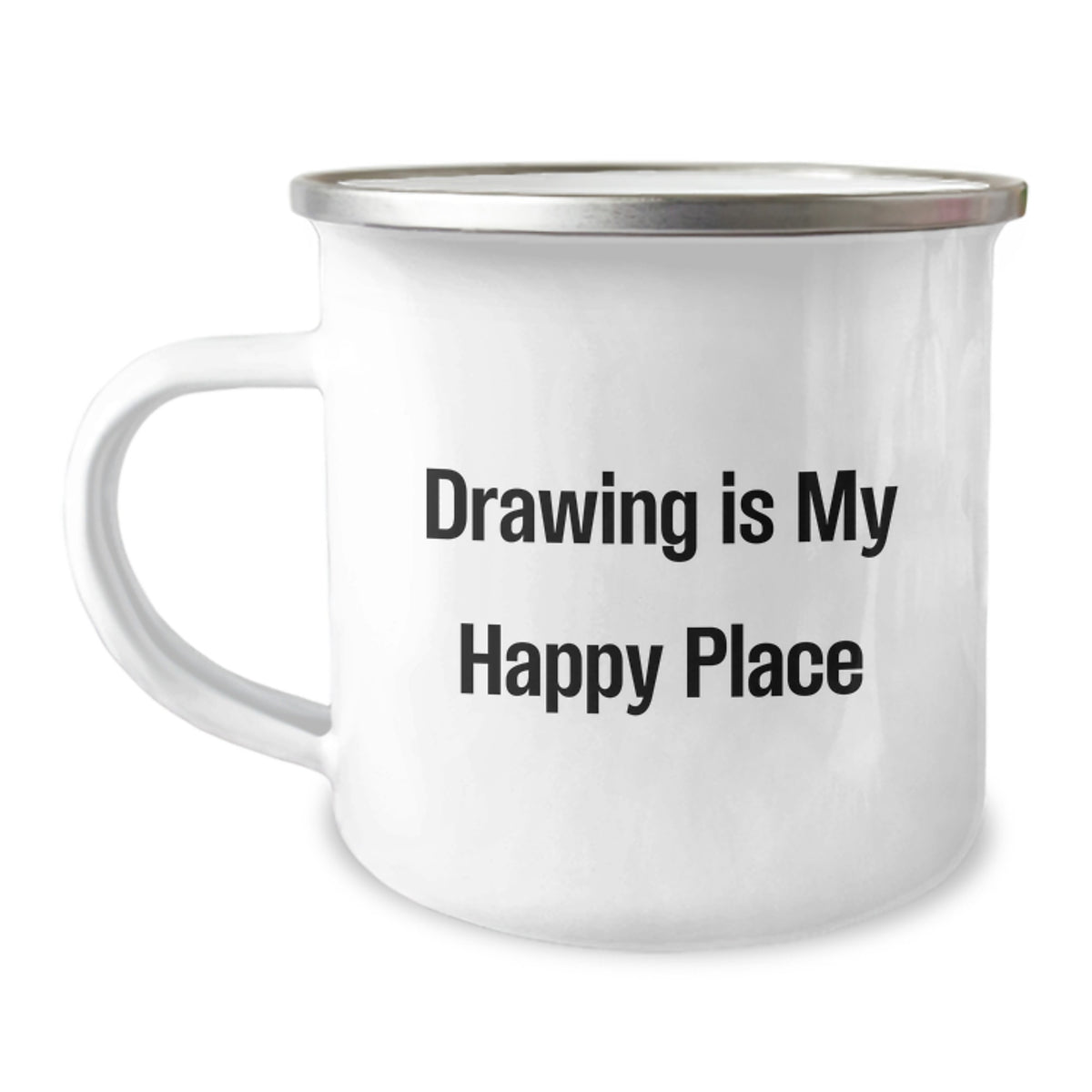 Funny Drawing Gifts from Friends to Family, 'Drawing Is My Happy Place' Inspirational Camping Mug for Graduation - Image 1