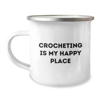 Load image into Gallery viewer, Crocheting Gifts from Friends to Family, Inspirational Quote for Graduation, Camping Mug, 12 oz Stainless Steel with Enamel Finish - Image 1
