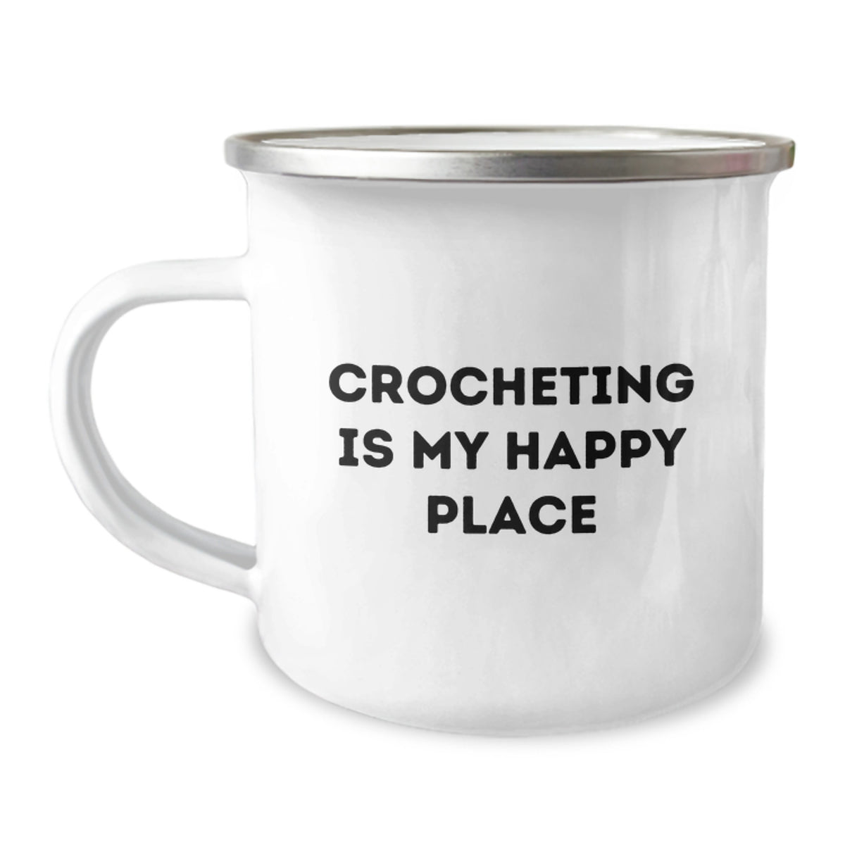 Crocheting Gifts from Friends to Family, Inspirational Quote for Graduation, Camping Mug, 12 oz Stainless Steel with Enamel Finish - Image 1