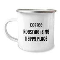 Load image into Gallery viewer, Funny Coffee Roasting Camping Mug Gifts from Friends for Birthday Coffee Lovers, &#39;Coffee Roasting Is My Happy Place&#39; Quote - Image 1
