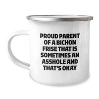Load image into Gallery viewer, Bichon Frise Dog Camping Mug Gifts from Proud Parents - Funny Quote for Graduation Unique Gifts for Him, Her, Friends, Family - Image 1
