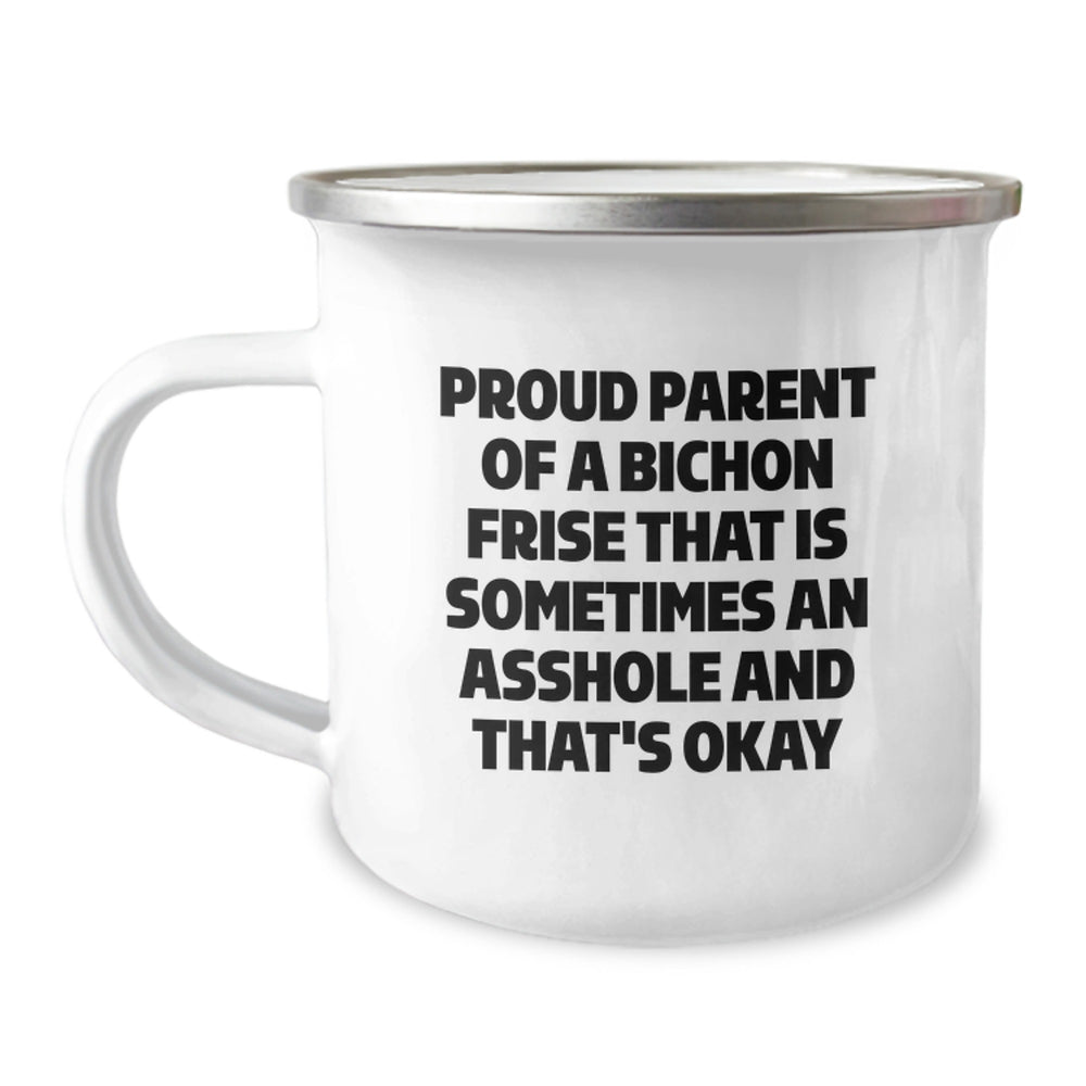 Bichon Frise Dog Camping Mug Gifts from Proud Parents - Funny Quote for Graduation Unique Gifts for Him, Her, Friends, Family - Image 1