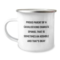 Load image into Gallery viewer, Funny Cavalier King Charles Spaniel Dog Lovers Gifts for Men from Proud Parents - Camping Mug for Graduation &#39;Sometimes An Asshole And That&#39;s Okay&#39; - Image 1
