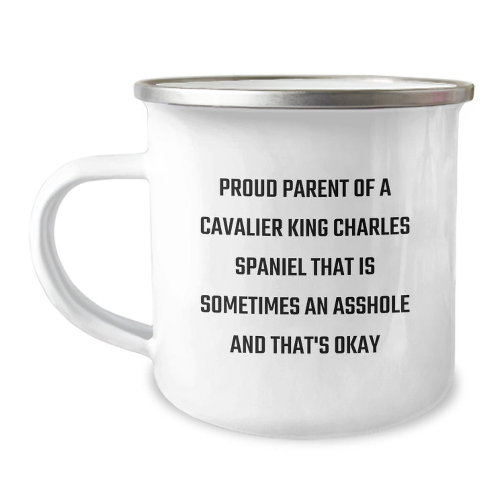 Funny Cavalier King Charles Spaniel Dog Lovers Gifts for Men from Proud Parents - Camping Mug for Graduation 'Sometimes An Asshole And That's Okay' - Image 1