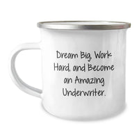 Load image into Gallery viewer, Gifts from Friends and Family for Underwriter Christmas Unique Mugs, Funny &#39;Dream Big, Work Hard, And Become An Amazing Underwriter&#39; Stainless Steel Camping Mug, 12 oz Capacity - Image 1
