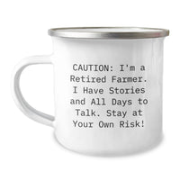Load image into Gallery viewer, Funny Farmer Gifts from Friends for Graduation Unique Gifts - Camping Mug with Caution: I'm A Retired Farmer Story - Image 1