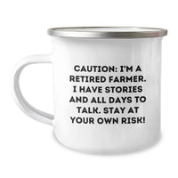 Load image into Gallery viewer, Funny Farmer Gifts for Graduation, Camping Mug with Quote 'Caution: I'm A Retired Farmer', Great Unique Gifts from Men to Men, Women to Women, Friends to Friends - Image 1