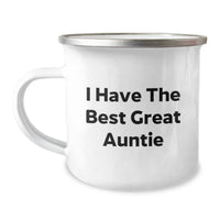 Load image into Gallery viewer, Funny Auntie Gifts from Family for Her Graduation, I Have The Best Great Auntie Camping Mug, Enamel Finish, 12 oz - Image 1
