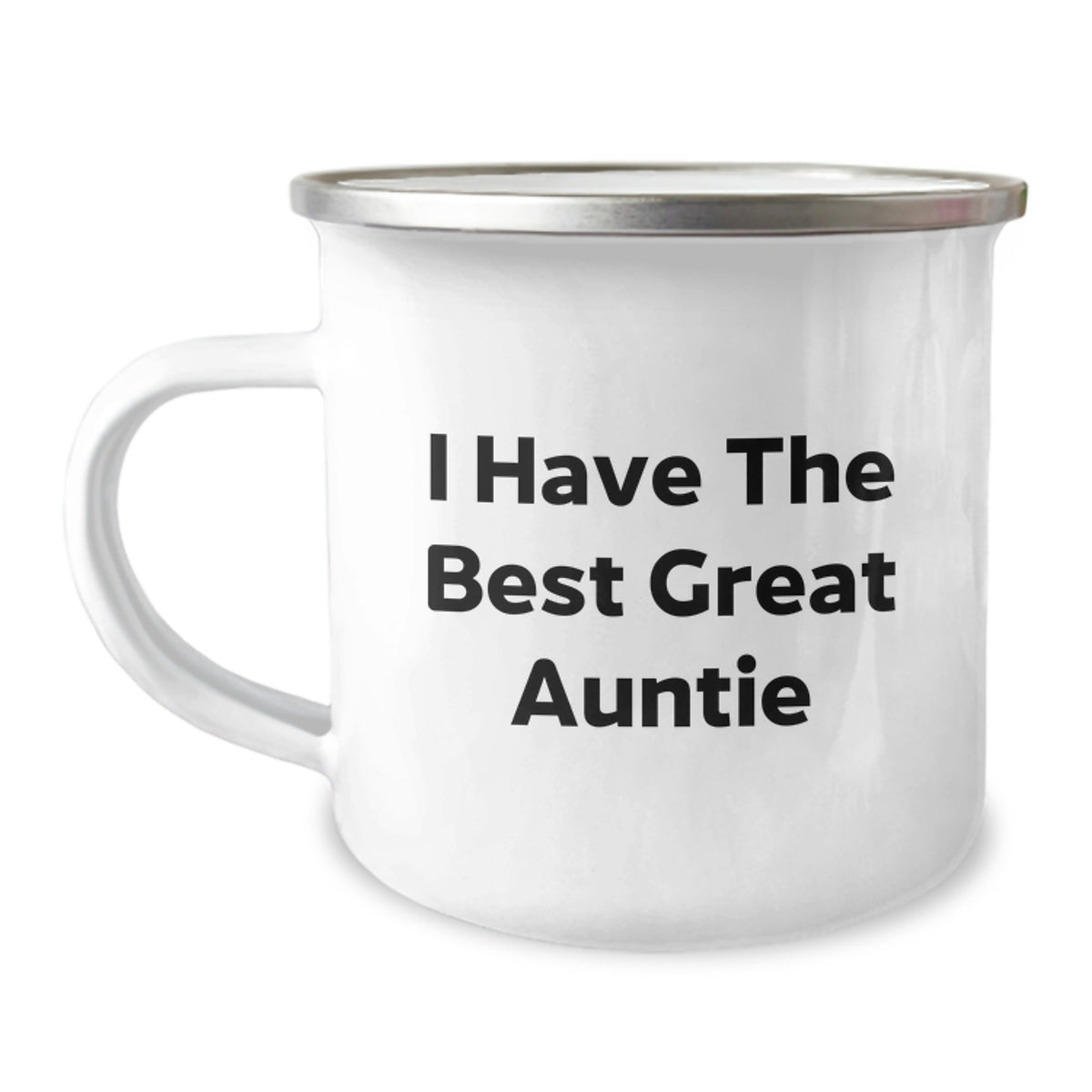 Funny Auntie Gifts from Family for Her Graduation, I Have The Best Great Auntie Camping Mug, Enamel Finish, 12 oz - Image 1