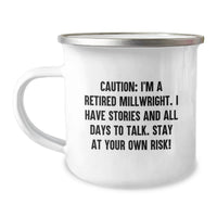 Load image into Gallery viewer, Funny Millwright Gifts from Family for Graduation Unique - Camping Mug with Caution Quote - 12 oz Stainless Steel - Image 1
