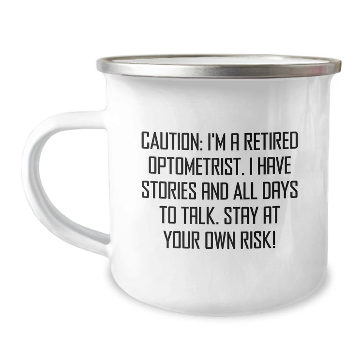 Funny Optometrist Gifts from Friends - Cautionary Camping Mug for Optometrists - Christmas Unique Gifts - Image 1