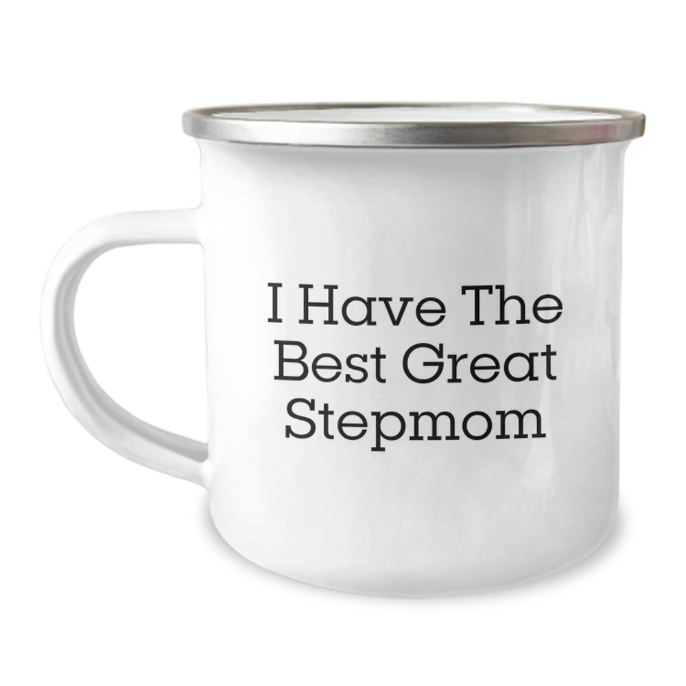 Funny Stepmom Gifts, I Have The Best Great Stepmom, 12 oz Camping Mug for Graduation, Gifts from Family to Stepmom - Image 1