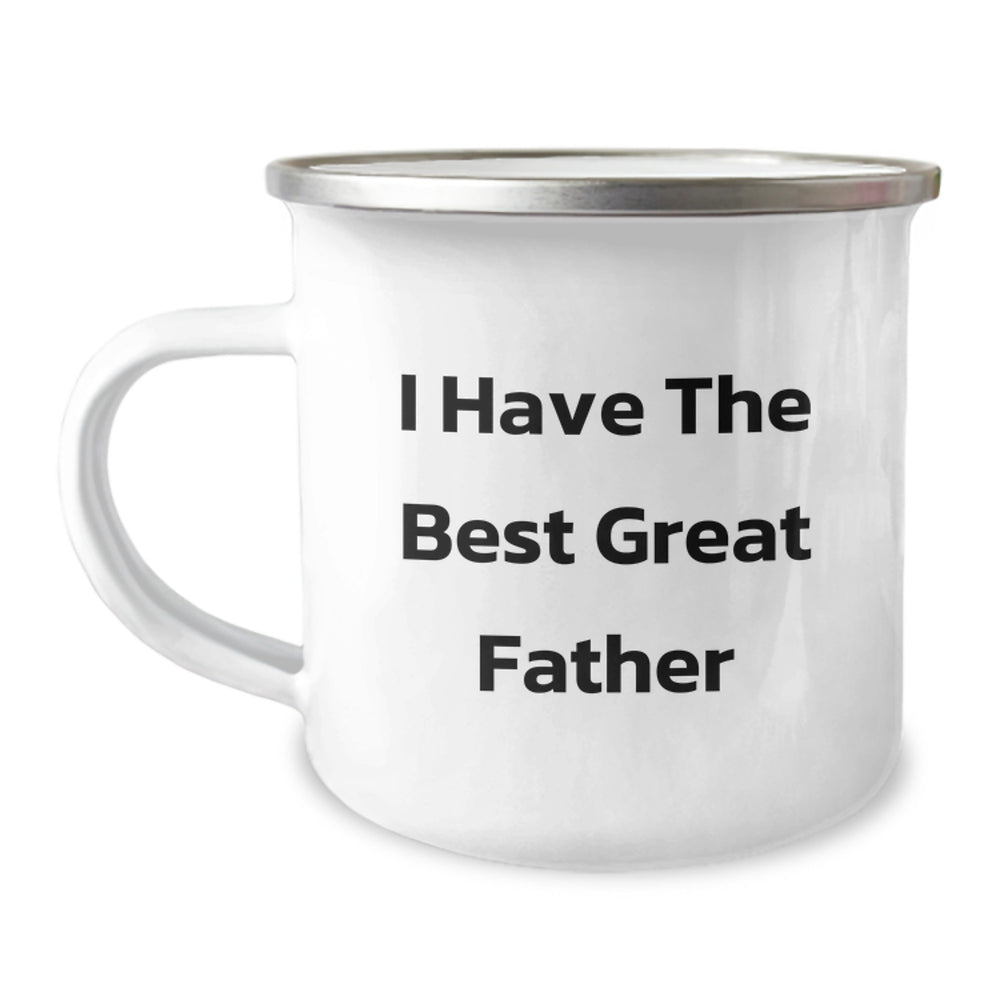 Funny Dad Gifts, 'I Have The Best Great Father' Camping Mug, 12oz Stainless Steel with Enamel Finish, Gifts from Men, Gifts for Father, Graduation Unique Gifts - Image 1