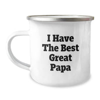 Load image into Gallery viewer, Funny Papa Camping Mug, I Have The Best Great Papa Quote, Gifts for Papa Birthday, Stainless Steel with Enamel Finish, 12 oz Capacity, Gifts from Men to Papa - Image 1
