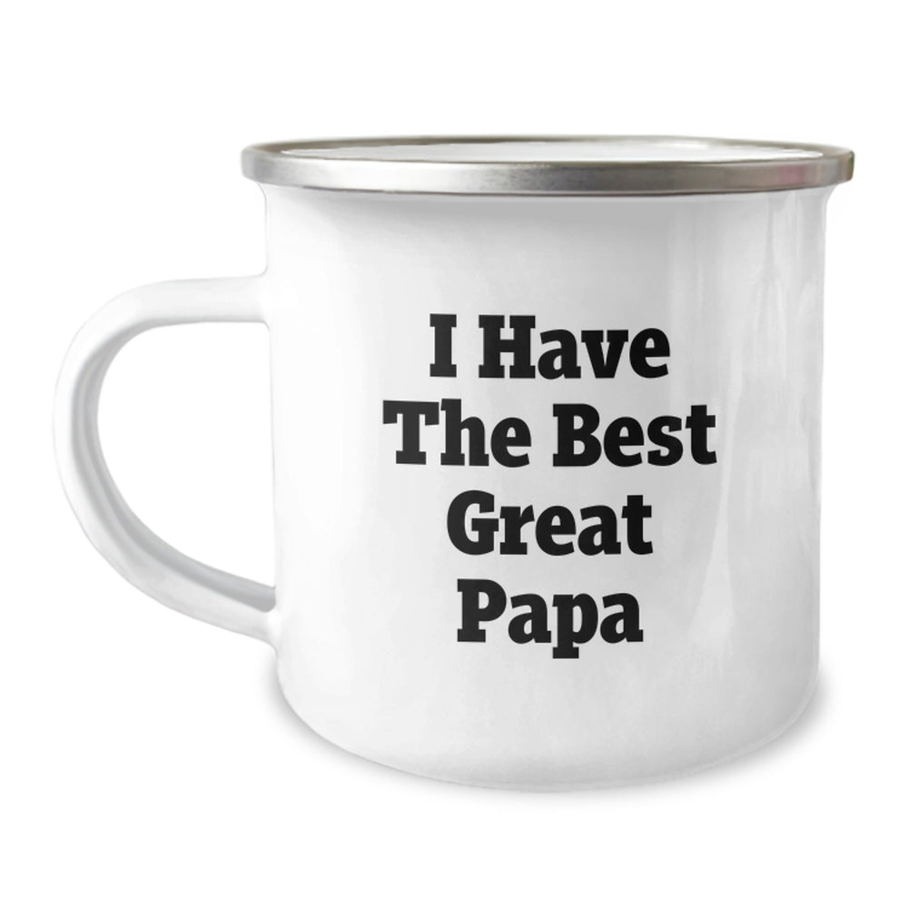 Funny Papa Camping Mug, I Have The Best Great Papa Quote, Gifts for Papa Birthday, Stainless Steel with Enamel Finish, 12 oz Capacity, Gifts from Men to Papa - Image 1