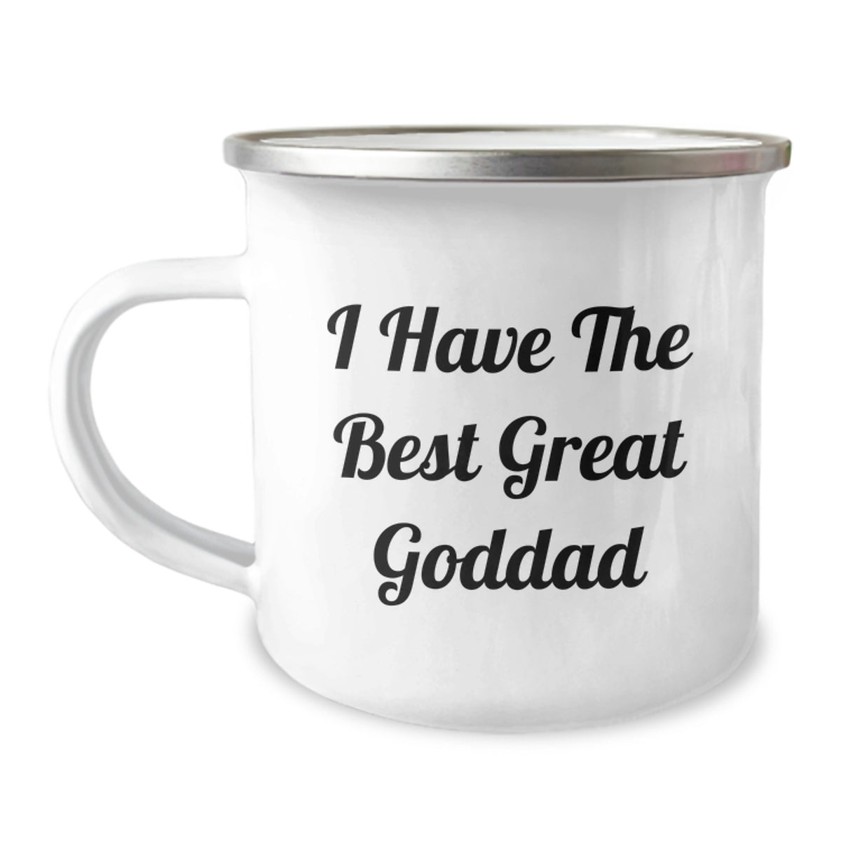 Goddad's Great Camping Adventures, Funny Graduation Gift from Friends, Gifts for Goddad, I Have the Best, 12 oz Stainless Steel Enamel Camping Mug - Image 1