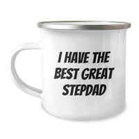 Load image into Gallery viewer, Funny Stepdad Gifts for Men, I Have The Best Great Stepdad Camping Mug, 12 oz Stainless Steel with Enamel Finish, Great Graduation Present from Friends or Family - Image 1
