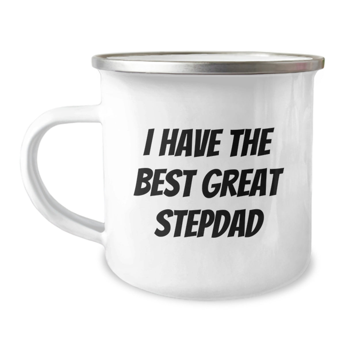 Funny Stepdad Gifts for Men, I Have The Best Great Stepdad Camping Mug, 12 oz Stainless Steel with Enamel Finish, Great Graduation Present from Friends or Family - Image 1