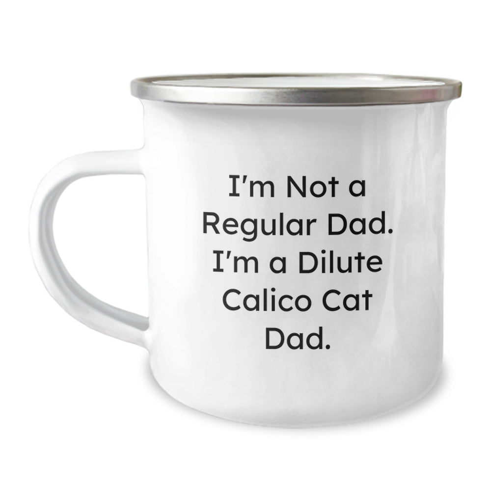 Dilute Calico Cat Dad Humor Funny Camping Mug Gifts from Friends and Family for Christmas - Image 1