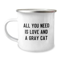 Load image into Gallery viewer, Funny Gray Cat Camping Mug Gifts from Friends for Graduation Unique Gray Cat Lovers - Image 1