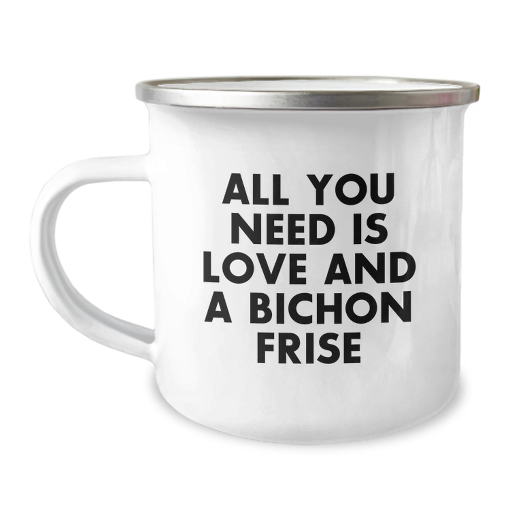 Bichon Frise Dog Lover Funny Camping Mug Gifts from Friends to Bichon Frise Dog Owners for Christmas Morning - Image 1