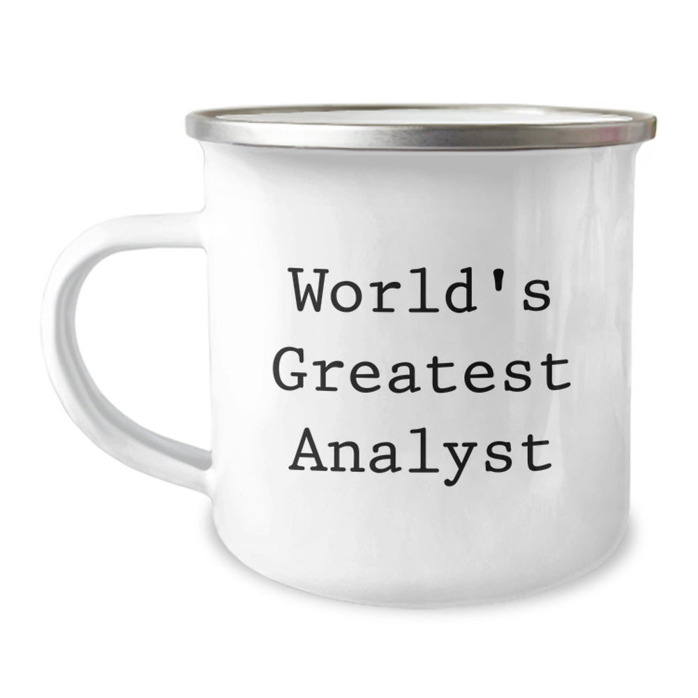 Funny Analyst Gifts, Camping Mug, 'World's Greatest Analyst' Quote, Christmas Unique Gifts from Friends, Perfect for Men and Women - Image 1