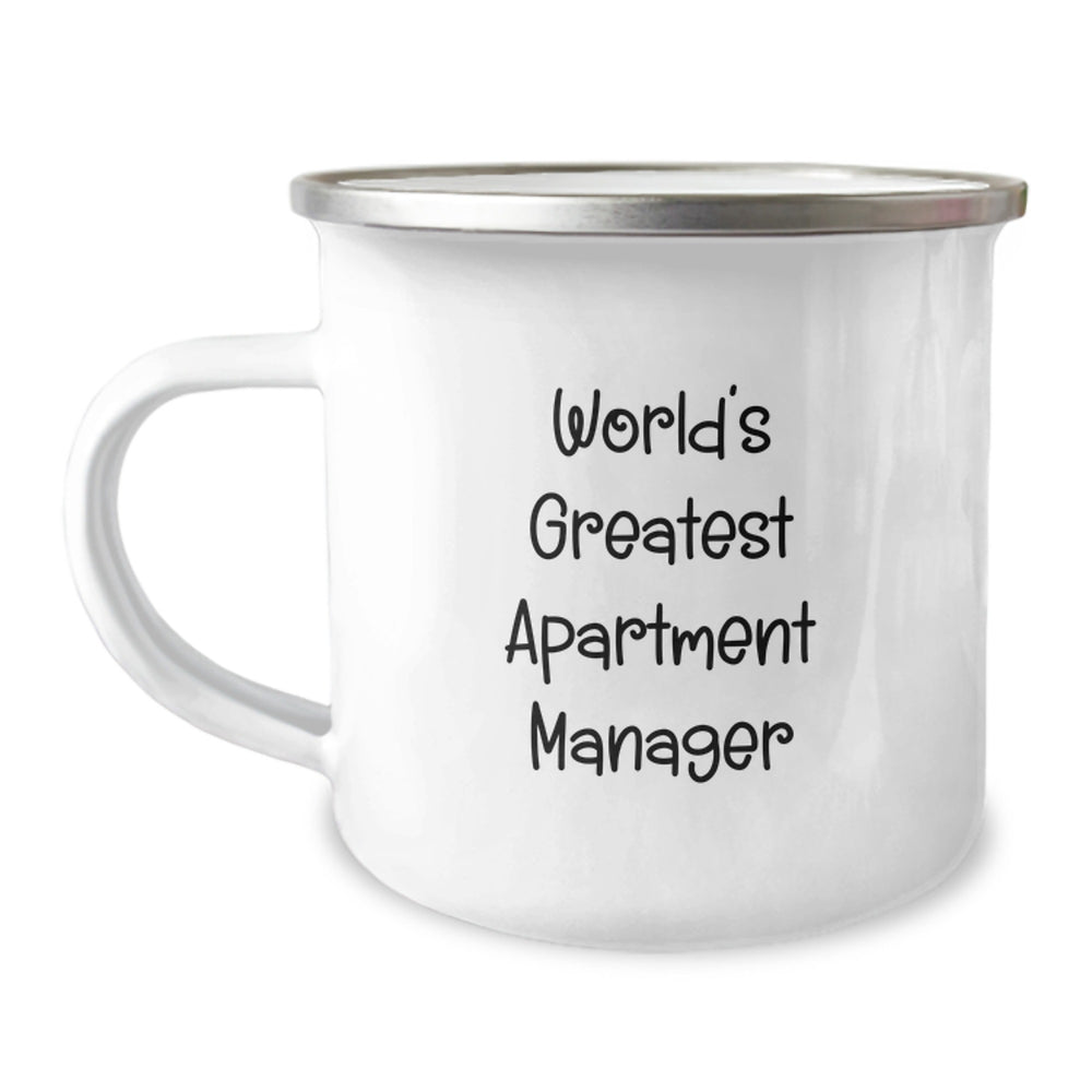 Funny Quirky Gifts for the World's Greatest Apartment Manager Christmas Camping Mug - Image 1