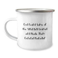 Load image into Gallery viewer, Funny General Manager Gifts for Women, God Found Some Of The Strongest Women And Made Them General Manager Camping Mug, Unique Graduation Gifts from Friends and Family - Image 1