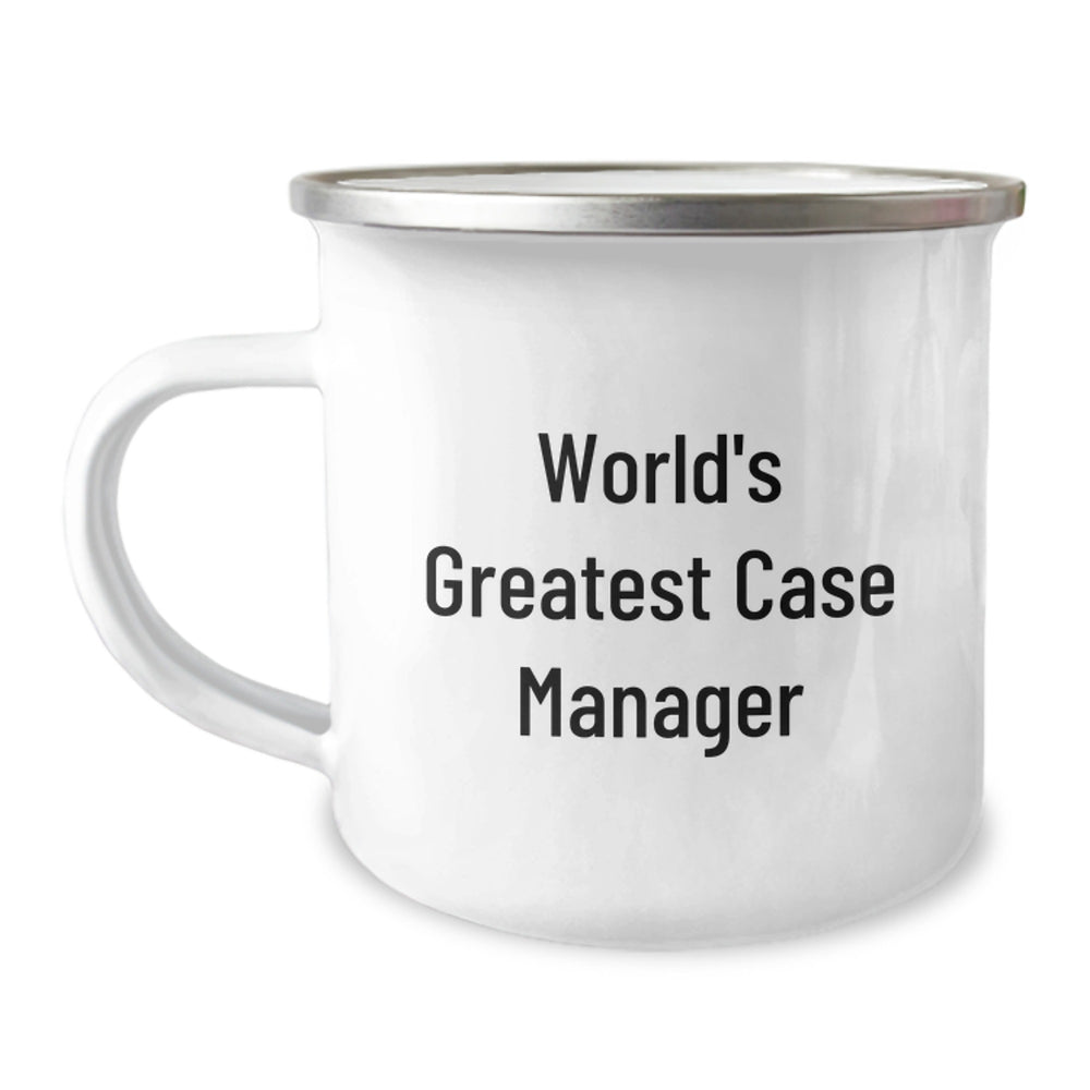 World's Greatest Case Manager Funny Camping Mug for Birthday Unique Gifts from Friends to Coworkers, Perfect for Case Manager Enthusiasts, 12 oz Capacity, Stainless Steel with Enamel Finish - Image 1