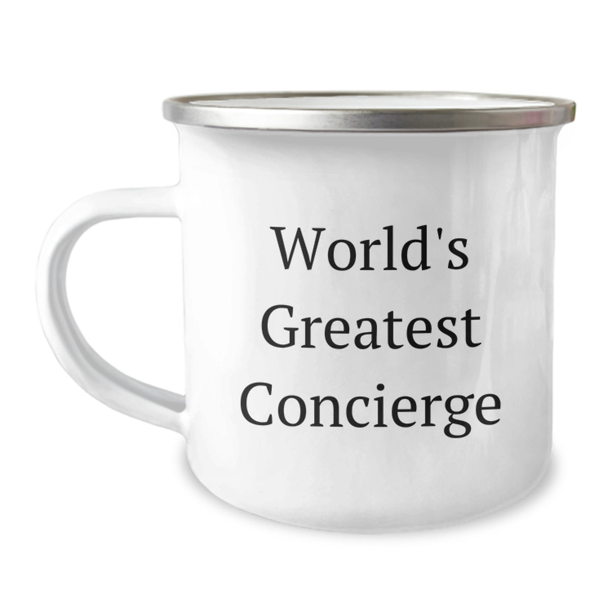Concierge Gifts from Friends for World's Greatest Concierge Graduation Unique Gifts, Funny Camping Mug, 12 oz Stainless Steel with Enamel Finish, Permanent Printing - Image 1