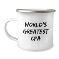 Load image into Gallery viewer, Funny Gifts from Friends for CPA - World&#39;s Greatest CPA Camping Mug, 12 oz, Stainless Steel with Enamel Finish, Perfect for Graduation - Image 1
