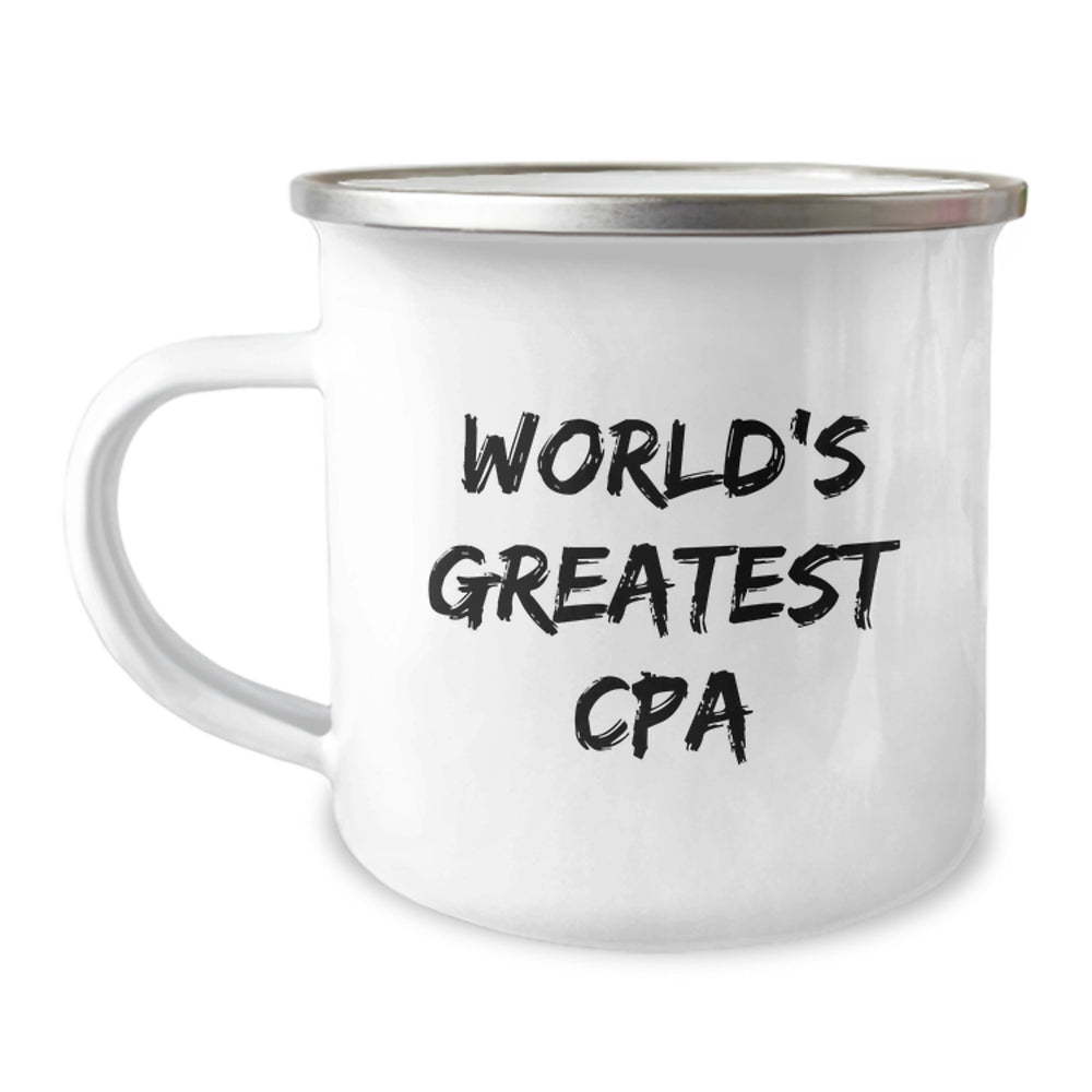 Funny Gifts from Friends for CPA - World's Greatest CPA Camping Mug, 12 oz, Stainless Steel with Enamel Finish, Perfect for Graduation - Image 1
