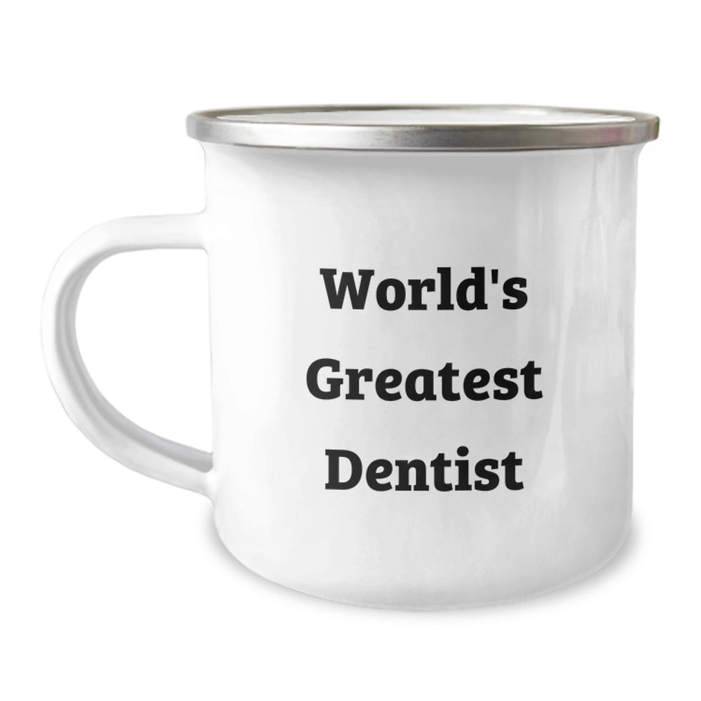 Dentist Gifts from Friends for Birthday - World's Greatest Dentist Camping Mug, Funny Quote - Image 1