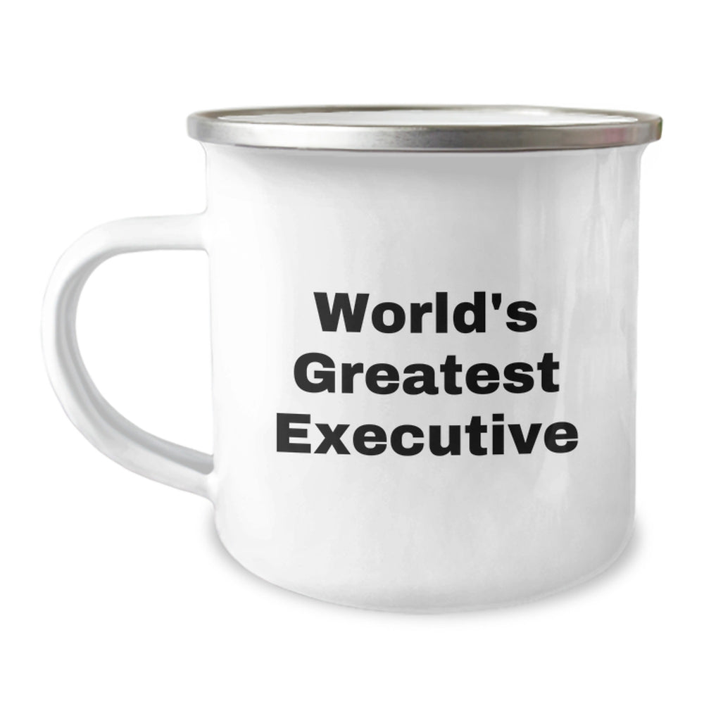 World's Greatest Executive Gifts from Friends - Funny Quote Executive Camping Mug for Birthday, Stainless Steel with Enamel Finish, 12 oz Capacity, Hand Wash Recommended - Image 1