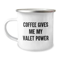 Load image into Gallery viewer, Funny Valet Gifts for Men, Christmas Unique Gifts from Family to Valet, Camping Mug with Coffee Gives Me My Valet Power - Image 1