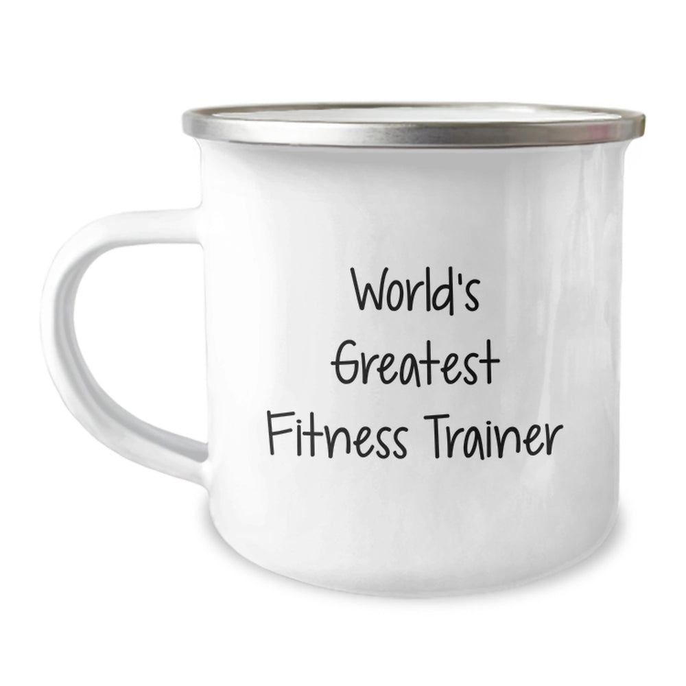 World's Greatest Fitness Trainer Funny Birthday Unique Gifts from Friends for Fitness Trainer Men Camping Mug - 'You're a Fitness Trainer in Disguise' - 12 oz Stainless Steel with Enamel Finish - Image 1
