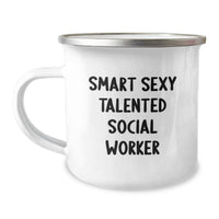 Load image into Gallery viewer, Funny Social Worker Gifts for Him, Unique Camping Mug with 'Smart Sexy Talented Social Worker' Quote, Christmas Unique Gifts from Family to Men - Image 1