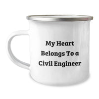 Load image into Gallery viewer, Funny Civil Engineer Gifts, Christmas Unique Mugs for Men, 'My Heart Belongs To A Civil Engineer' Camping Mug - Image 1