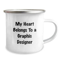 Load image into Gallery viewer, Funny Graphic Designer Gifts from Family - My Heart Belongs To A Graphic Designer, Camping Mug for Birthday - Image 2
