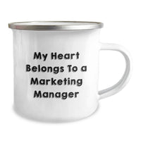 Load image into Gallery viewer, Funny Gifts from Friends, Unique Birthday Unique Gifts for Marketing Manager, My Heart Belongs To A Marketing Manager Enamel Camping Mug - Image 2