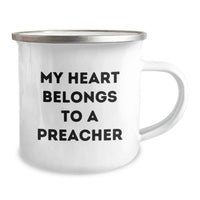 Load image into Gallery viewer, Funny Preacher Gifts, My Heart Belongs To A Preacher, Graduation Unique Gifts from Friends to Preacher, Camping Mug for Preacher Men - Image 2