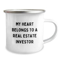 Load image into Gallery viewer, Funny Real Estate Investor Gifts from Men to Friends - 'My Heart Belongs To A Real Estate Investor' Graduation Unique Gifts for Real Estate Investors, Camping Mugs for Him - Image 2