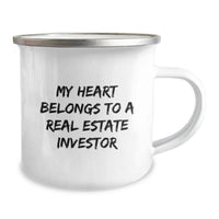 Load image into Gallery viewer, Funny Real Estate Investor Gifts for Him, Unique Camping Mug for Real Estate Investor Graduation, 'My Heart Belongs To A Real Estate Investor' - Image 2