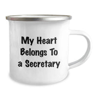 Load image into Gallery viewer, Funny Secretary Gifts for Men from Friends - My Heart Belongs To A Secretary, Graduation Unique Gifts, Funny Camping Mug from Coworkers, Perfect Secretary Mug for Secretary - Image 2